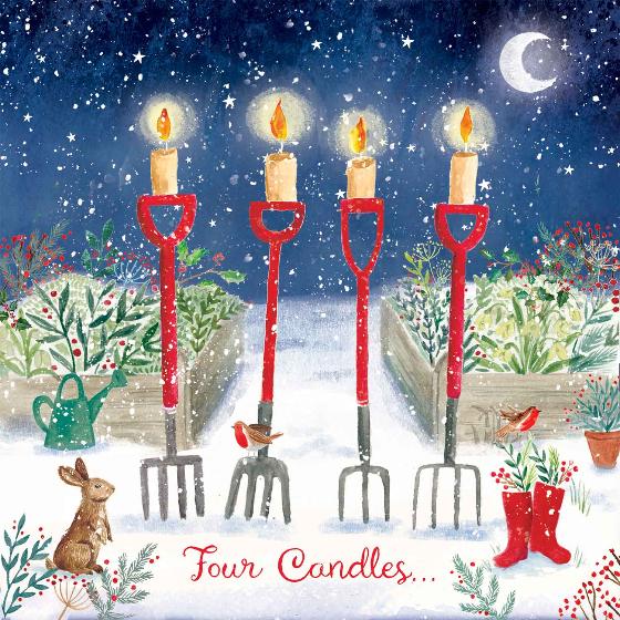 Four candles Christmas cards, pack of 10 product photo default L