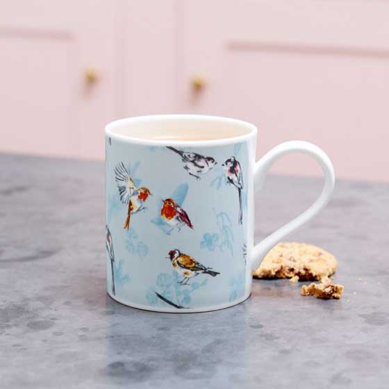 RSPB Frosty meadow fine bone china mug product photo side L