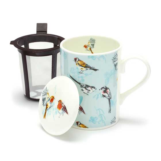 RSPB Frosty meadow tea infuser mug product photo side L