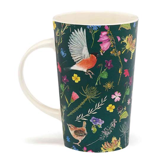 RSPB Garden birds latte mug - Beyond the hedgerow collection product photo side L