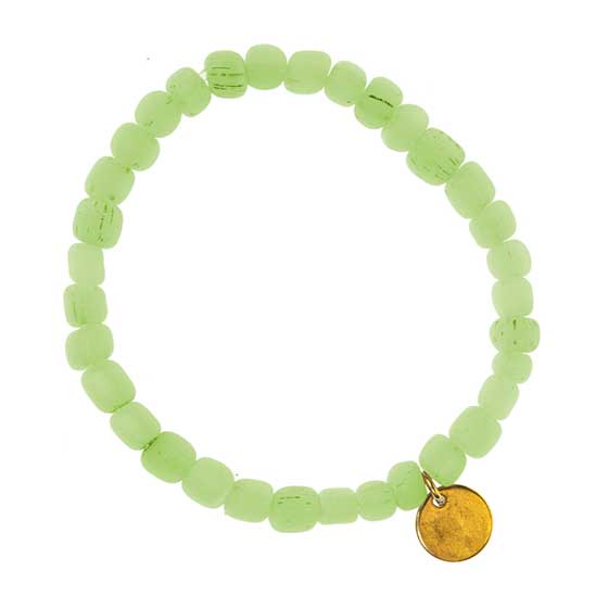 Garden glass beaded bracelet, lime green product photo back L