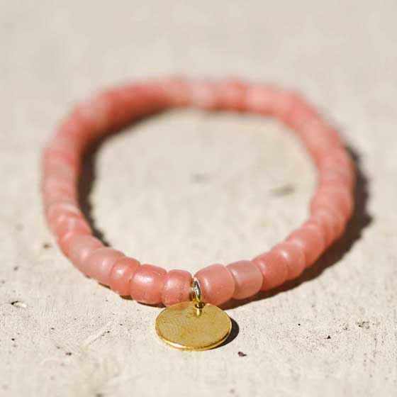 Garden glass beaded bracelet, pink product photo default L