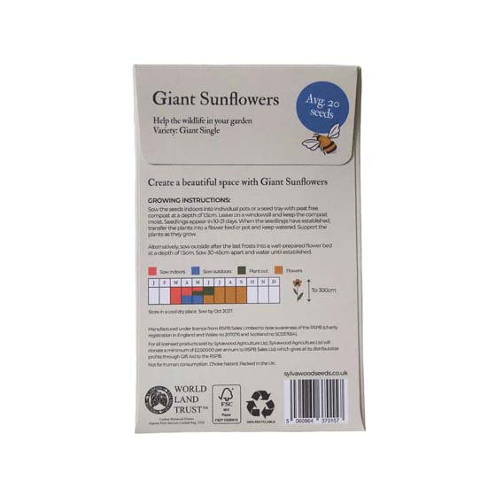Giant sunflower seed pack product photo back L