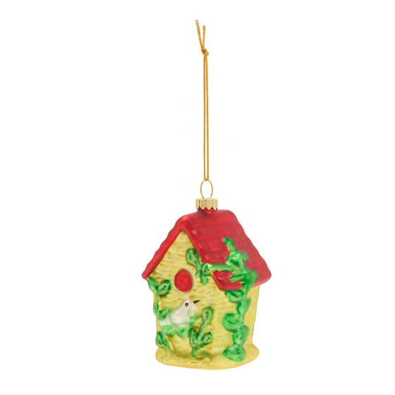 RSPB Glass bird house Christmas tree decorations, pack of 3 product photo side L