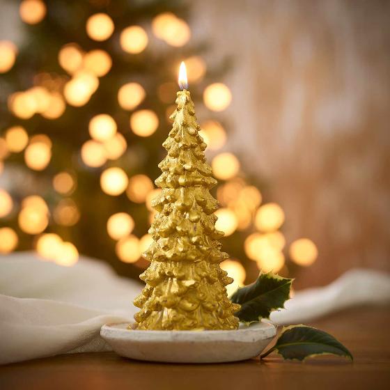 Recycled gold Christmas tree candle product photo default L