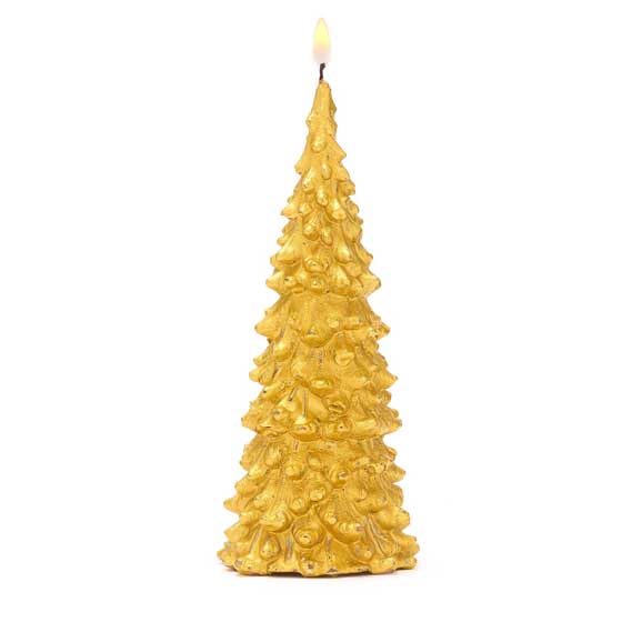 Recycled gold Christmas tree candle product photo side L