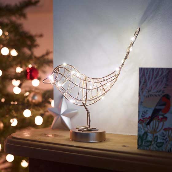 Gold Robin ornament light product photo back L