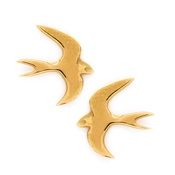 Swallow earrings 18ct gold vermeil by Blackbird Jewellery product photo default L