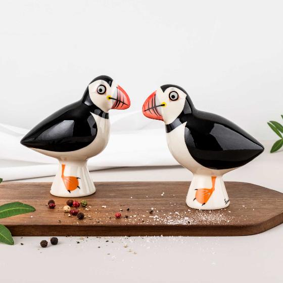 Hannah Turner puffin salt and pepper shakers product photo back L