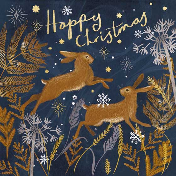 Luxury Hare Christmas card, single product photo default L