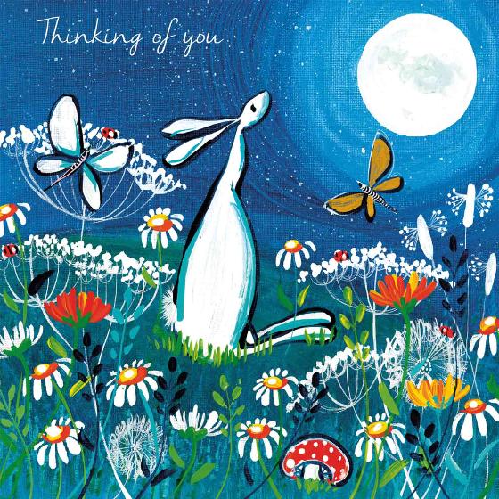Hare and moon thinking of you greetings card product photo default L