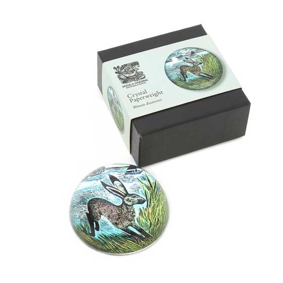 Young hare crystal paperweight product photo back L