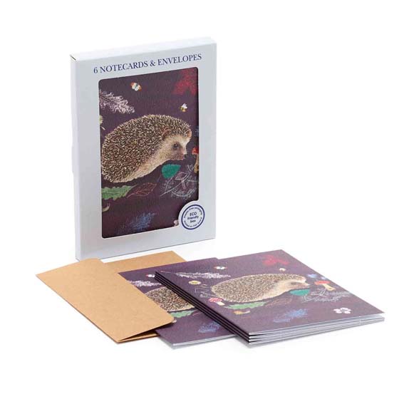 RSPB Mini hedgehog notecards, pack of 6, Beyond the hedgerow collection product photo default L