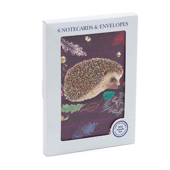 RSPB Mini hedgehog notecards, pack of 6, Beyond the hedgerow collection product photo side L