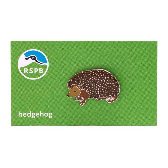 RSPB Hedgehog pin badge product photo side L