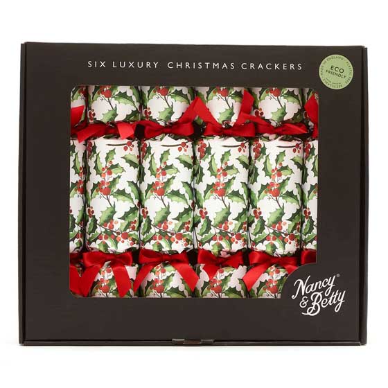 Luxury holly Christmas crackers by Nancy & Betty product photo default L