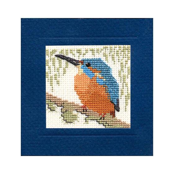 Kingfisher cross-stitch card kit product photo default L