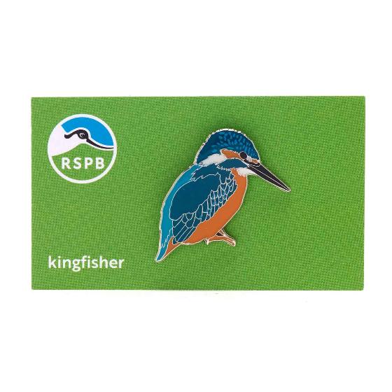 RSPB Kingfisher pin badge product photo side L