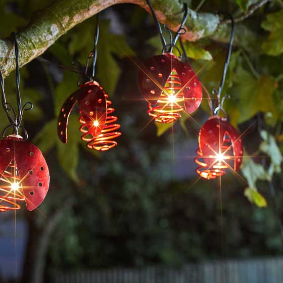 Ladybird solar string lights product photo side L