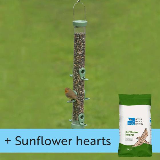 RSPB Ultimate easy-clean® seed bird feeder, large, with 1.8kg sunflower hearts product photo default L