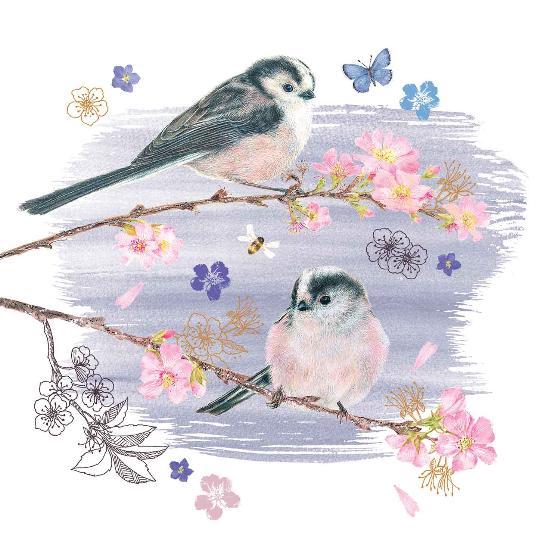 Long-tailed tits greetings card product photo default L