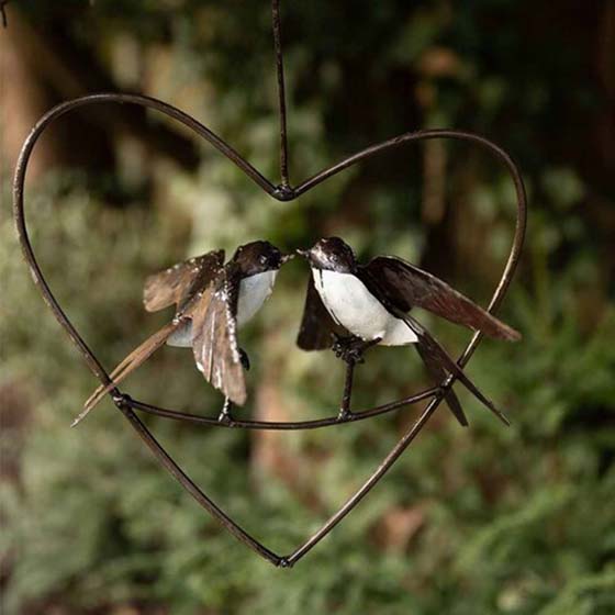 Love heart Swallow recycled metal sculpture product photo default L
