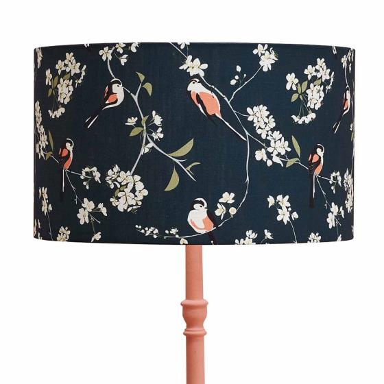 Lorna Syson lampshade navy long-tailed tit, 30cm product photo default L