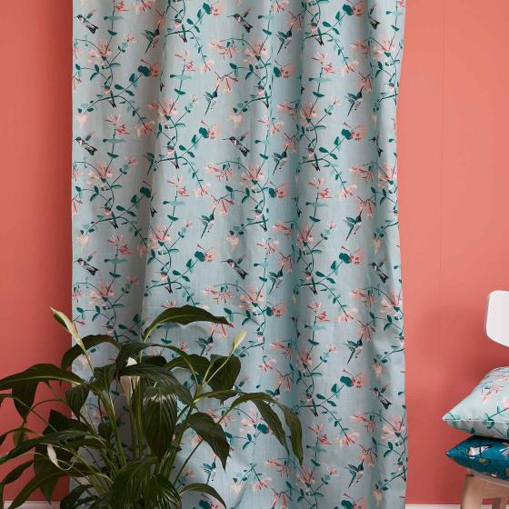 Lorna Syson fabric, mint hummingbird product photo side L