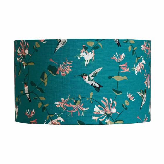 Lorna Syson lampshade teal hummingbird, 30cm product photo side L