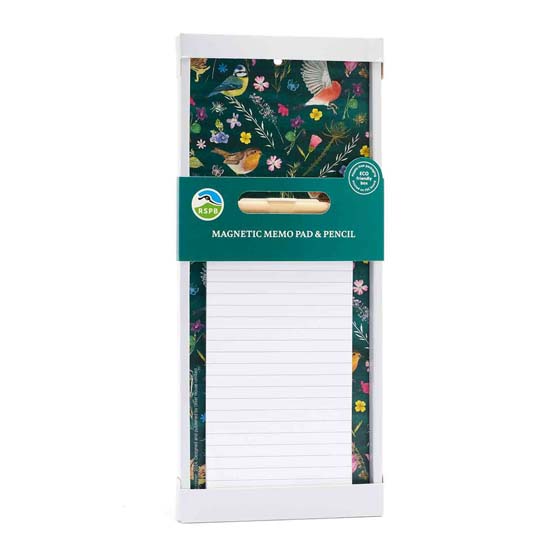 RSPB Garden birds magnetic memo pad, Beyond the hedgerow collection product photo back L