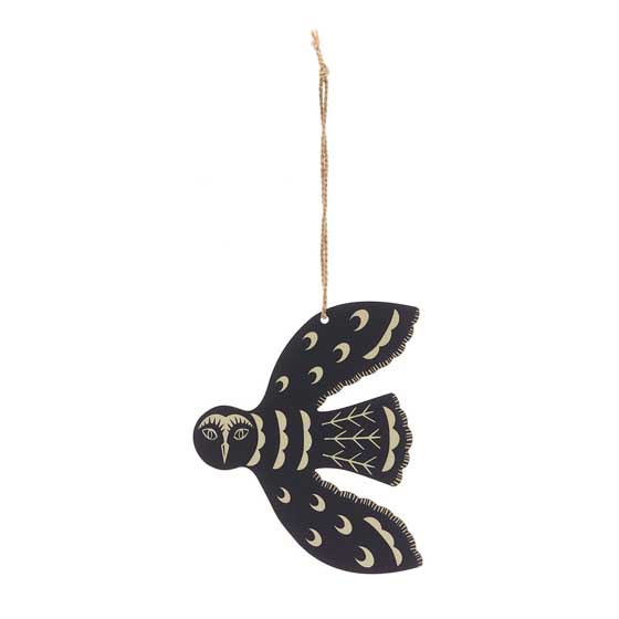 Hand-printed midnight blue Owl hanging decoration product photo default L
