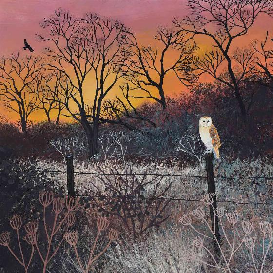 Midwinter dusk Barn Owl Christmas cards, pack of 10 product photo default L