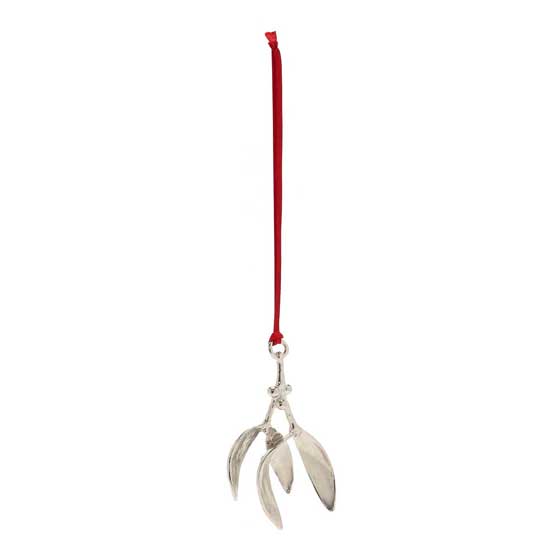 Hanging mistletoe Christmas decoration, pewter product photo front L