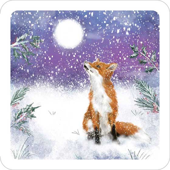 Moonlight friends fox and stag Christmas cards, pack of 10 (2 designs) product photo back L