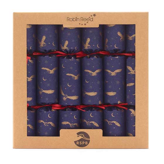 Moonlit owl recycled Christmas crackers with wooden tree decorations, box of six product photo default L