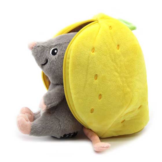 Flipetz Mouse lemon hideaway plush product photo side L