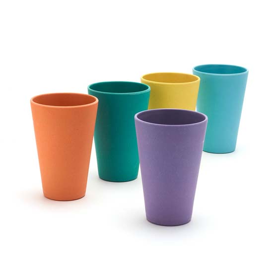 Recycled cups made from wood fibre, multi-coloured set of 5 product photo default L