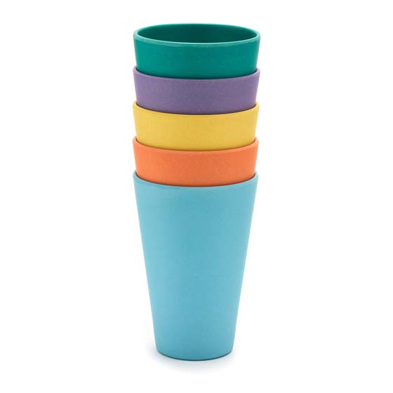 Recycled cups made from wood fibre, multi-coloured set of 5 product photo side L