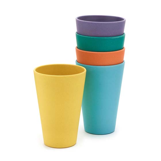 Recycled cups made from wood fibre, multi-coloured set of 5 product photo back L