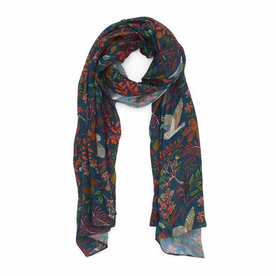 RSPB Owl organic cotton scarf, navy product photo default L