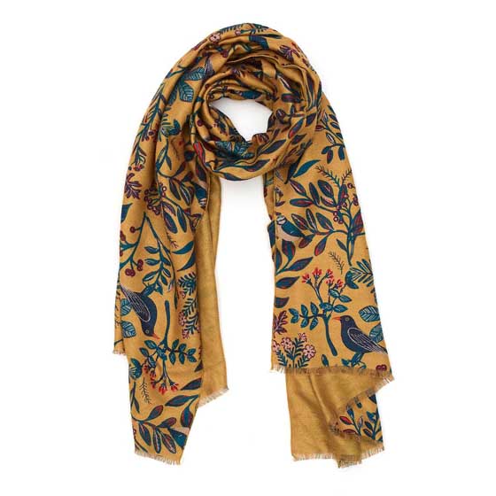 RSPB Garden birds heavyweight scarf, ochre product photo default L