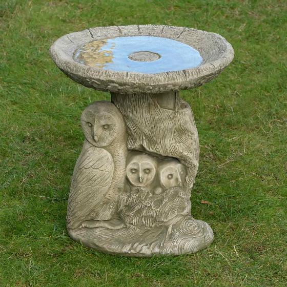 Cast stone owl bird bath product photo default L