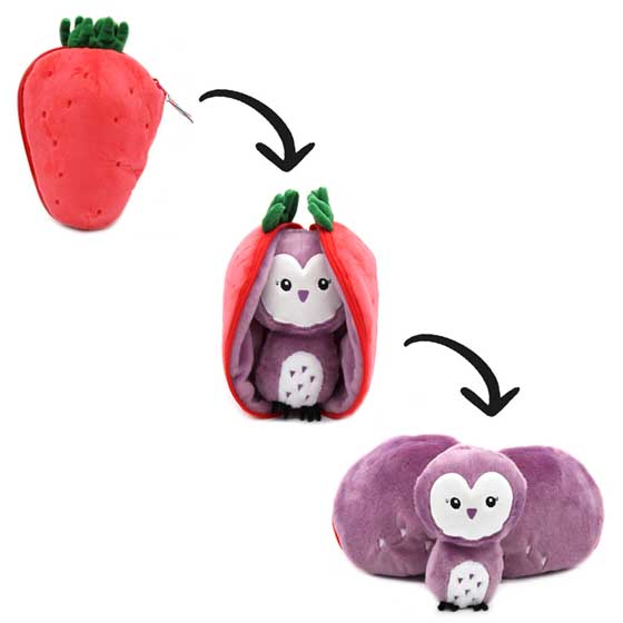 Flipetz Owl strawberry hideaway plush product photo default L