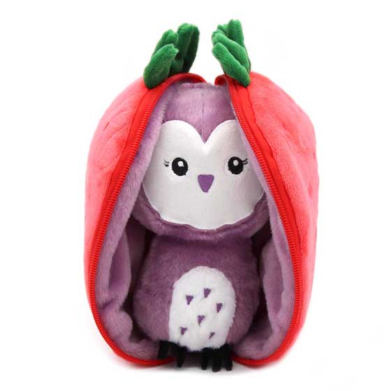 Flipetz Owl strawberry hideaway plush product photo side L