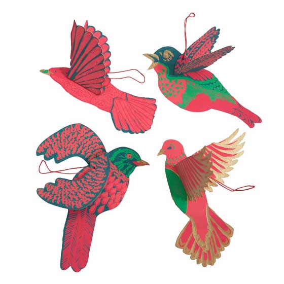 Festive paper birds, set of 4 product photo default L