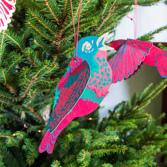 Festive paper birds, set of 4 product photo side L