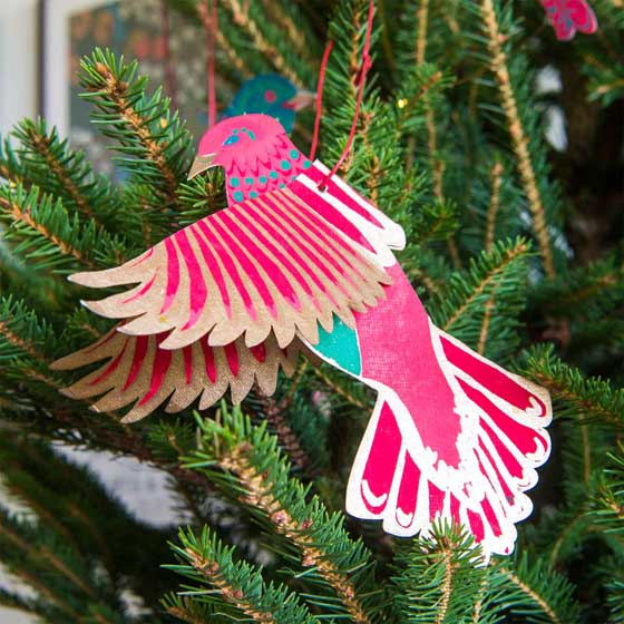 Festive paper birds, set of 4 product photo back L