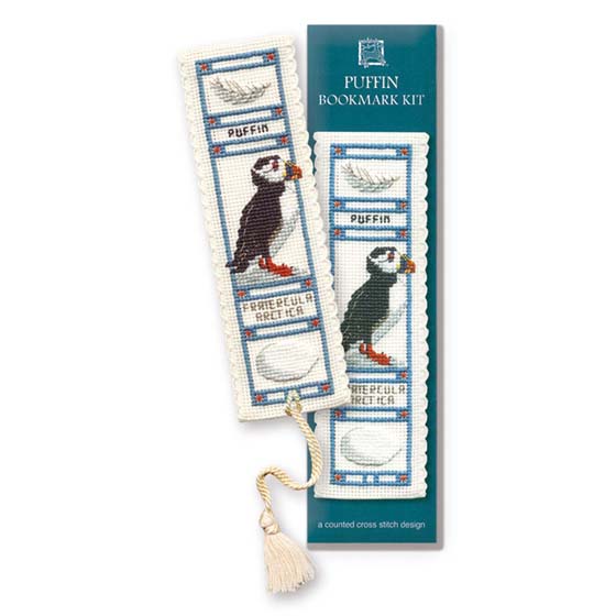 Puffin cross-stitch bookmark kit product photo default L