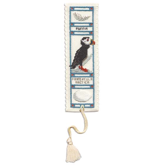 Puffin cross-stitch bookmark kit product photo side L