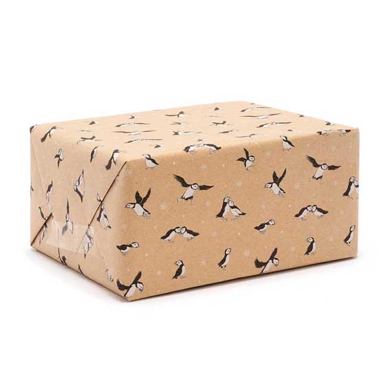 Puffin colony recycled wrapping paper, 10 metres product photo back L